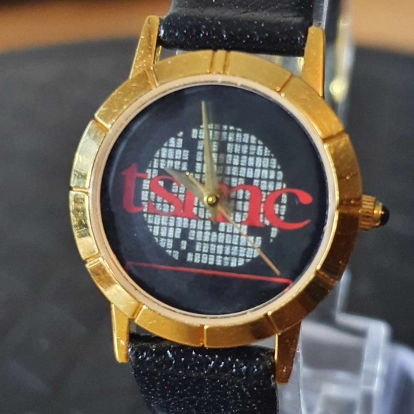 ๐ฆ5/$20๐ฆ Image Goldtone/Black Leather TSMC Promotional Women's Watch